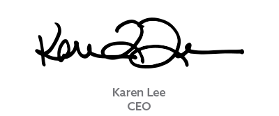 Signature of Plymouth CEO Karen Lee