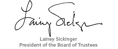 Signature of Plymouth Board of Trustees President Lainey Sickinger