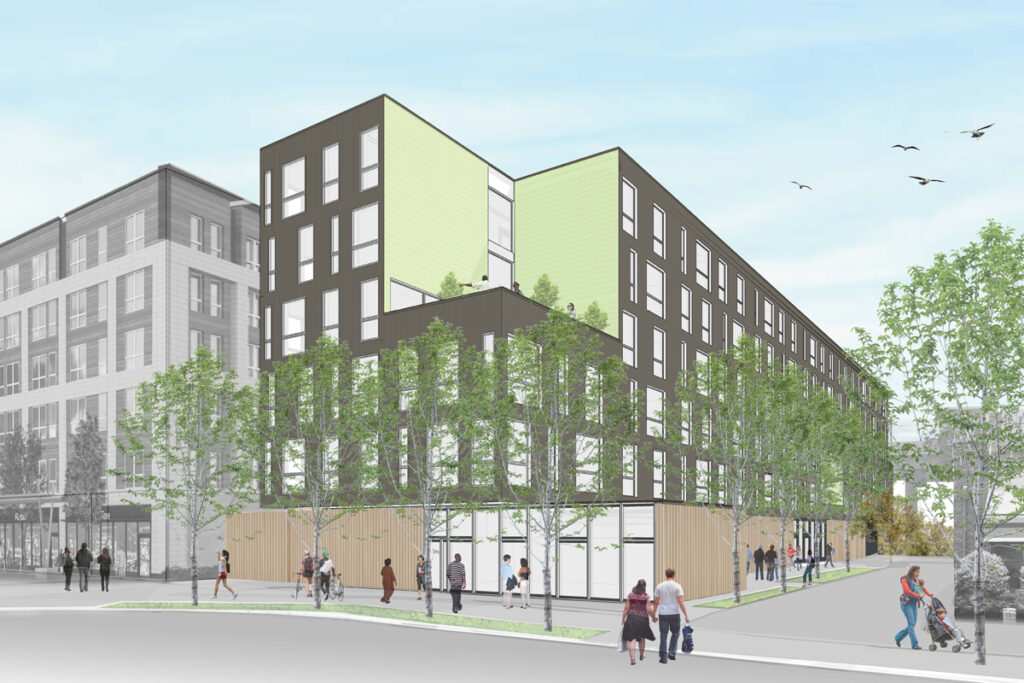 Rendering of Plymouth's new permanent supportive housing building coming to Redmond